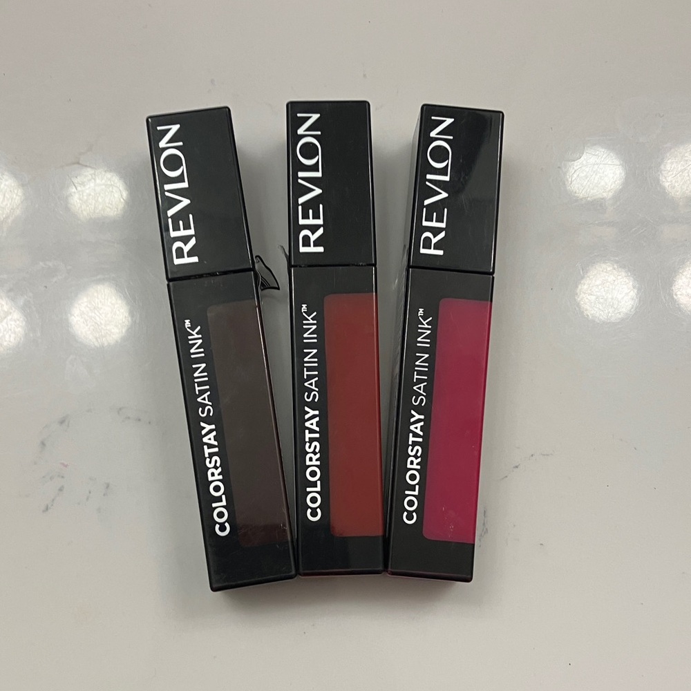 Revlon ColorStay Satin Ink Lipstick Trio - Deep Brown, Rich Red, Vibrant Pink